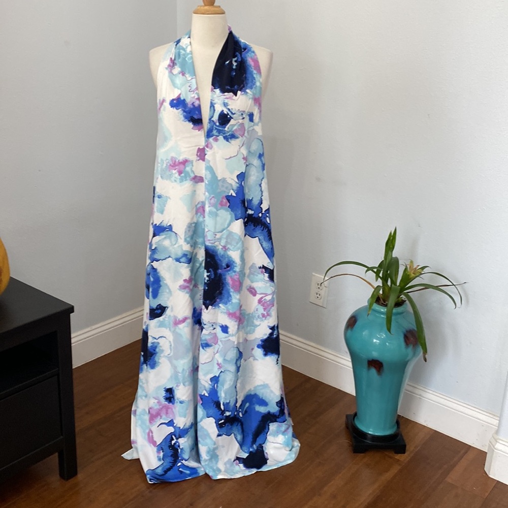 Banana Republic Floral Halter V-neck Maxi Dress Size L NWT